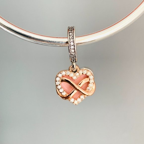 Pandora 2Tone Sparkling Infinity Heart Dangle Charm 788878C01 - Picture 5 of 7